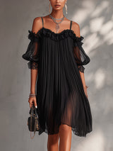CONNIE | WOMEN'S OFF-SHOULDER CHIFFON MINI DRESS