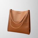 VALÉRIE DUPRÉ - SOLID COLOR SIMPLE GENUINE LEATHER SHOULDER BAG