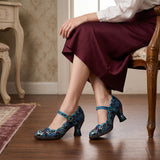 RETRO HANDMADE EMBROIDERED PUMPS