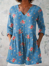 MELANIE | LONG BLOUSE WITH V-NECK