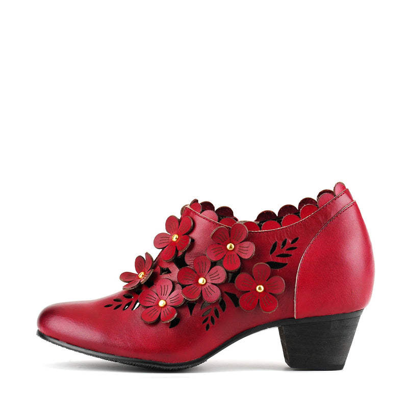 SCARLET BLOOM CUT-OUT PUMPS