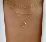 ELEGANT LAYERED GOLD CHAIN & PENDANT NECKLACE