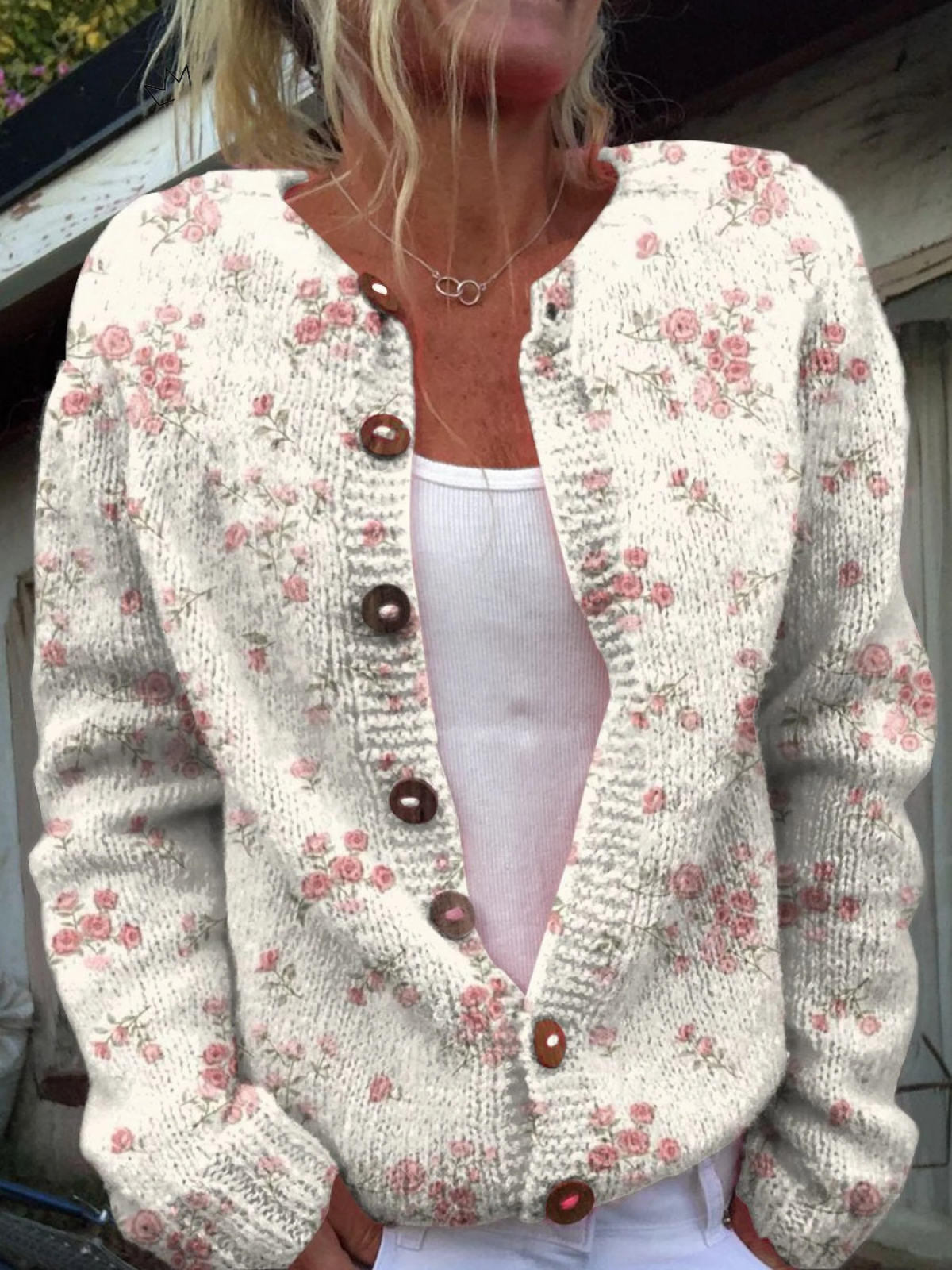Evie | Vintage Floral Knit Cardigan Sweater