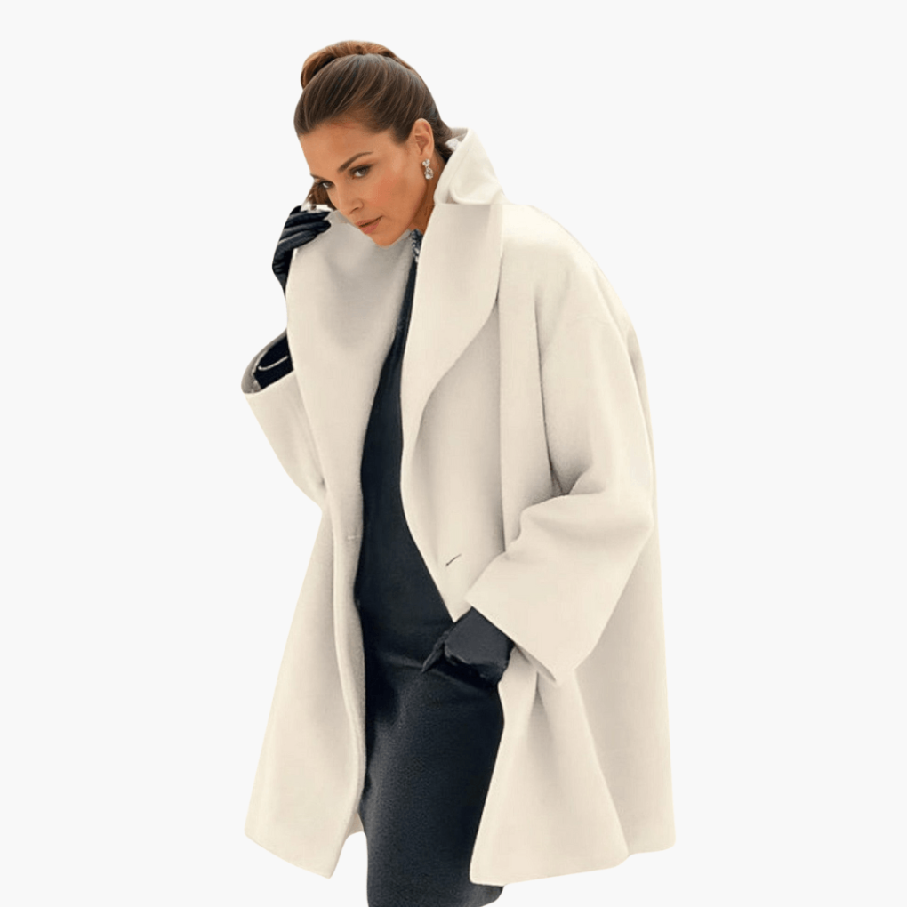 Women's Wide Collar Coat with Concealed Closure