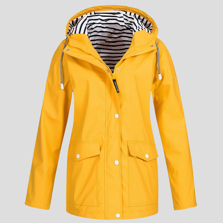 Women's Waterproof Hooded Raincoat with Zip Closure