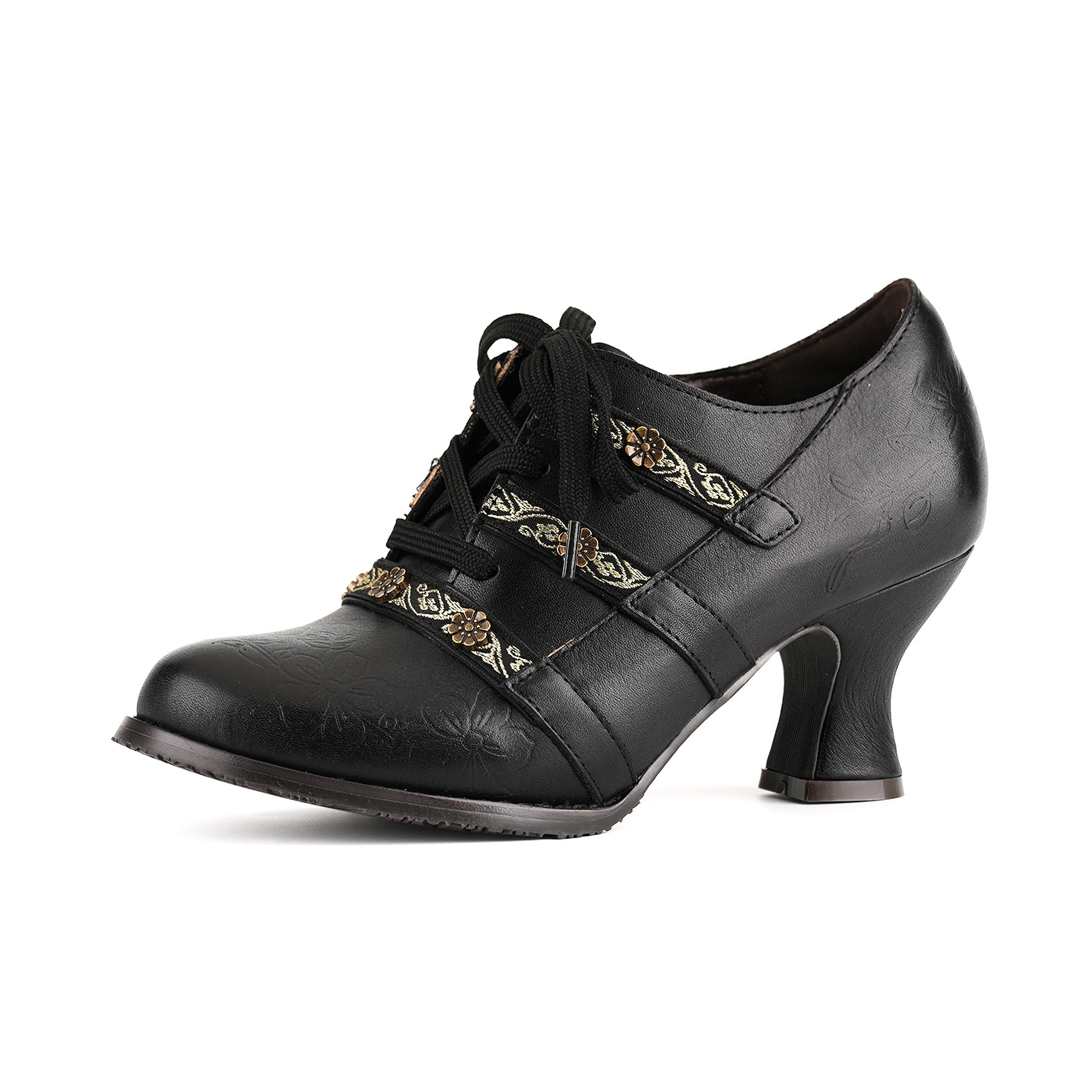 Vintage Boho Lace-Up Pumps