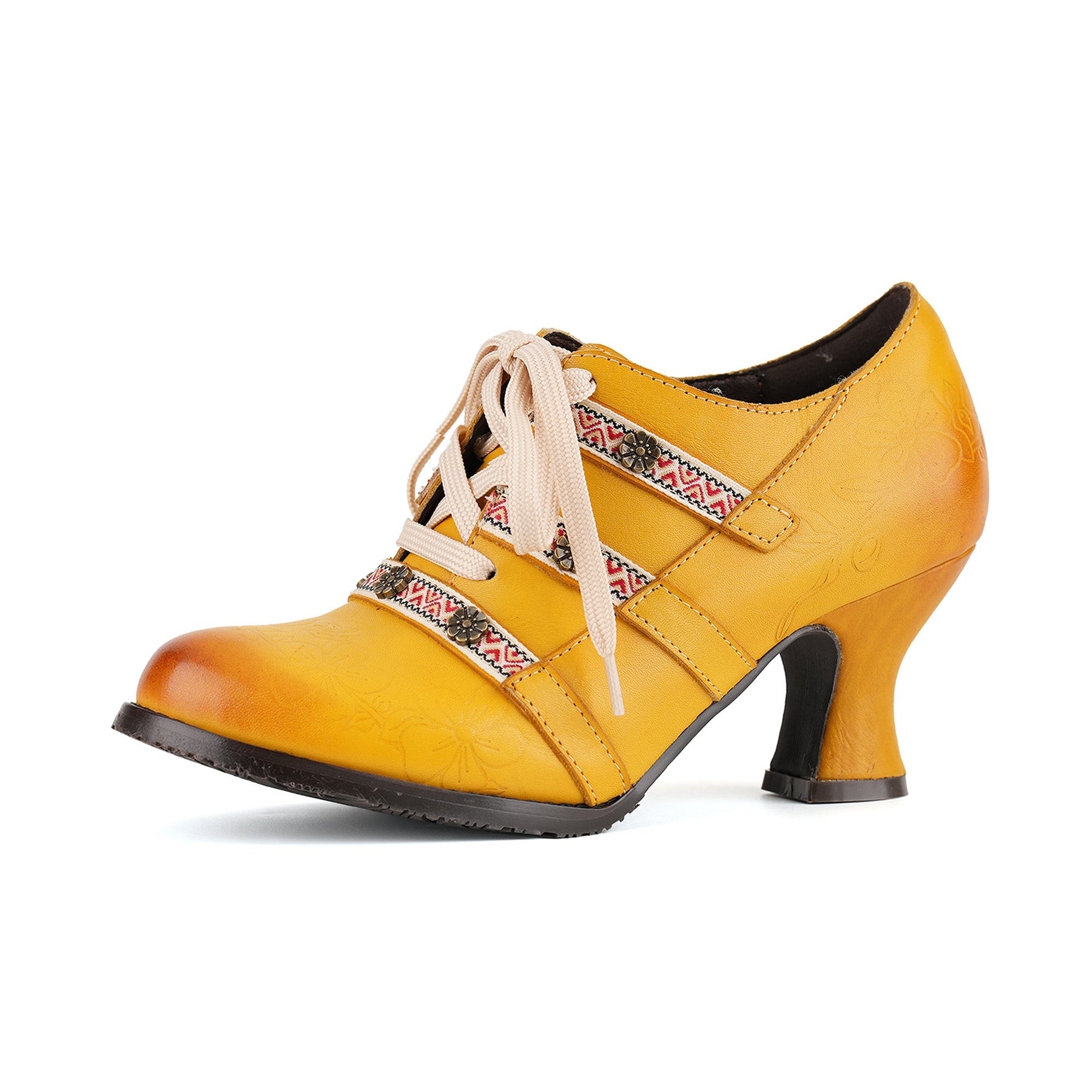 Vintage Boho Lace-Up Pumps