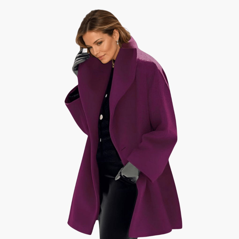 Women's Wide Collar Coat with Concealed Closure