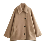 Women's Oversized Button-Front Coat with Collar