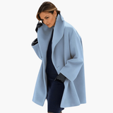 Women's Wide Collar Coat with Concealed Closure