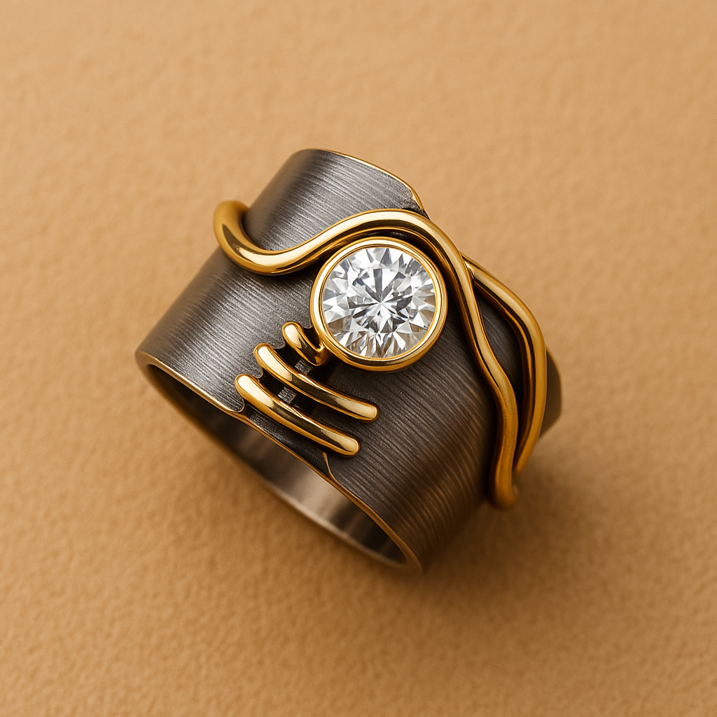 Vintage Dark Silver Zirconia Ring