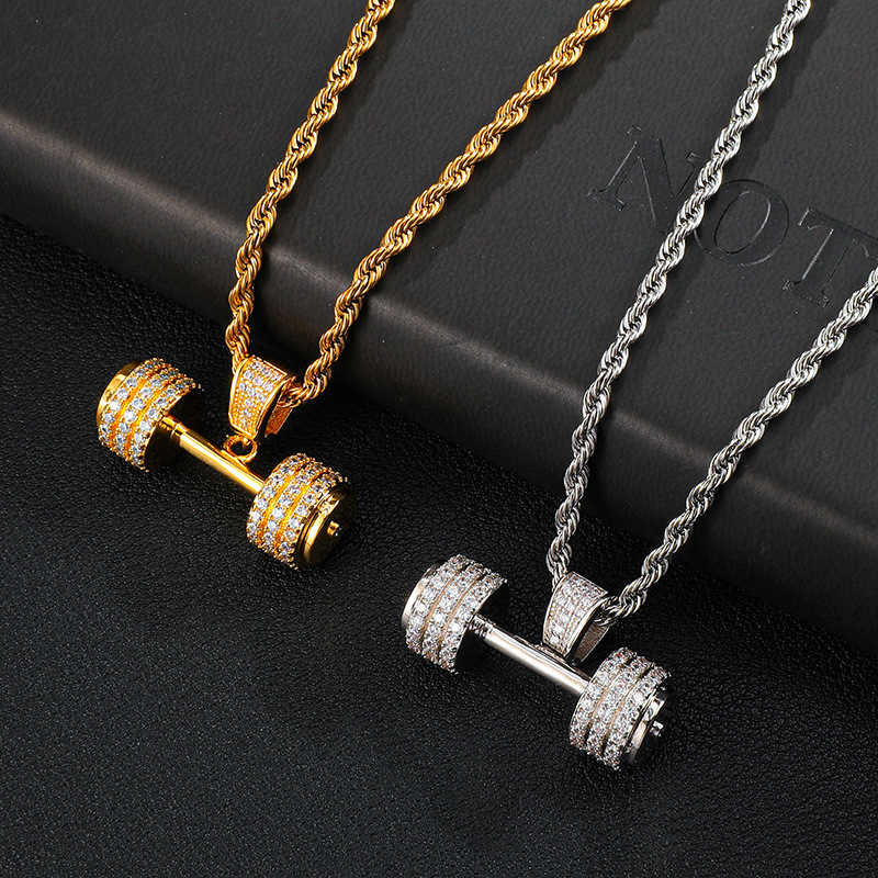 JOSHUA | DIAMOND DUMBBELL PENDANT NECKLACE