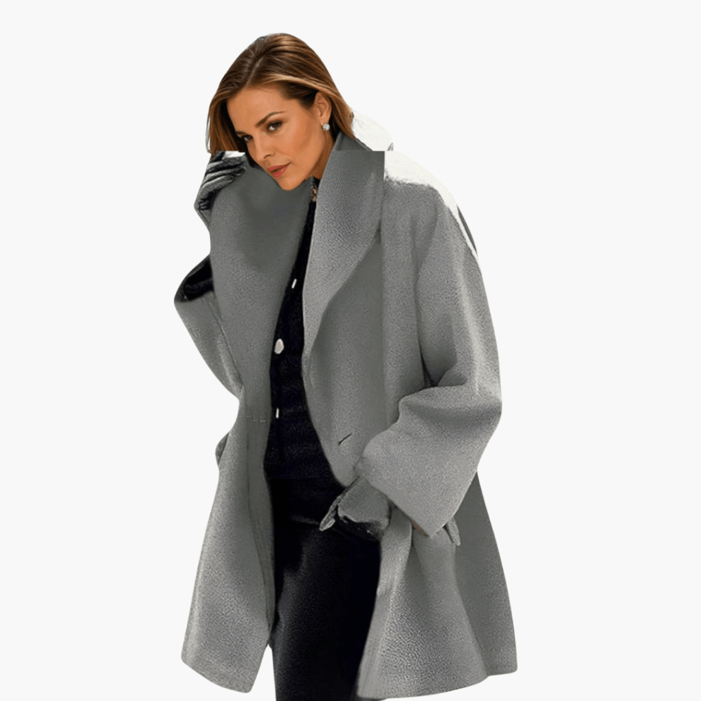 Women's Wide Collar Coat with Concealed Closure