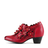 SCARLET BLOOM CUT-OUT PUMPS