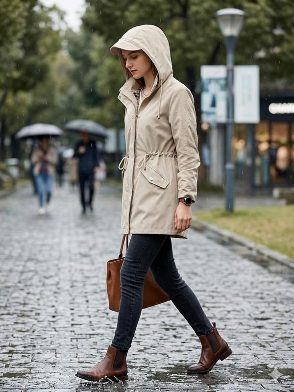 Aimee | Women's Hooded Waterproof Trench Coat