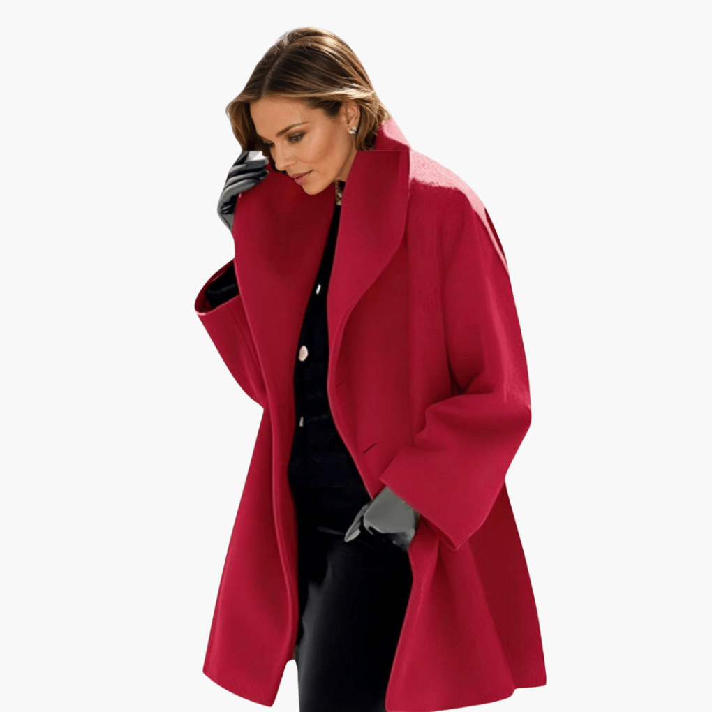 Women's Wide Collar Coat with Concealed Closure