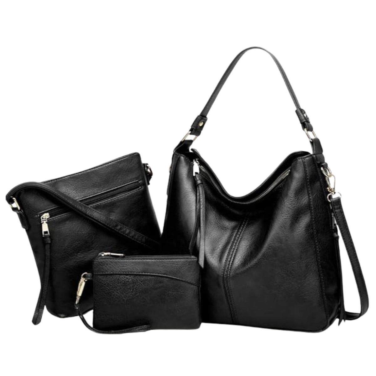 Jennifer | Elegant Leather 3-Piece Hobo Bag Set