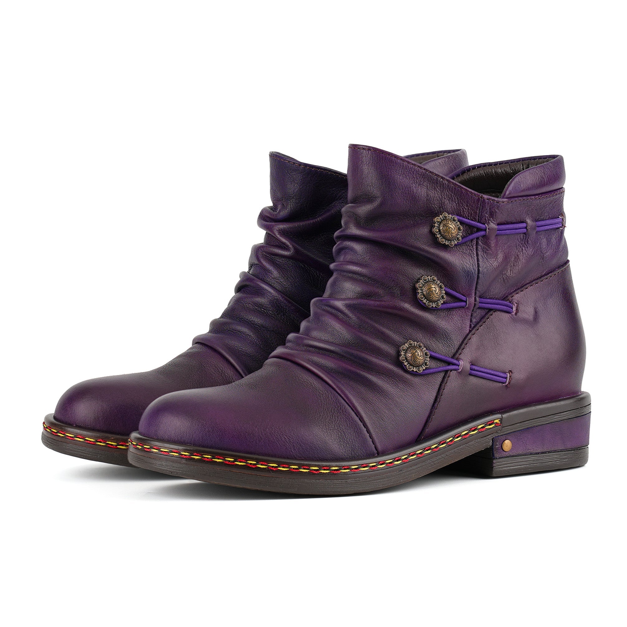 Retro Charm Leather Flat Ankle Boots