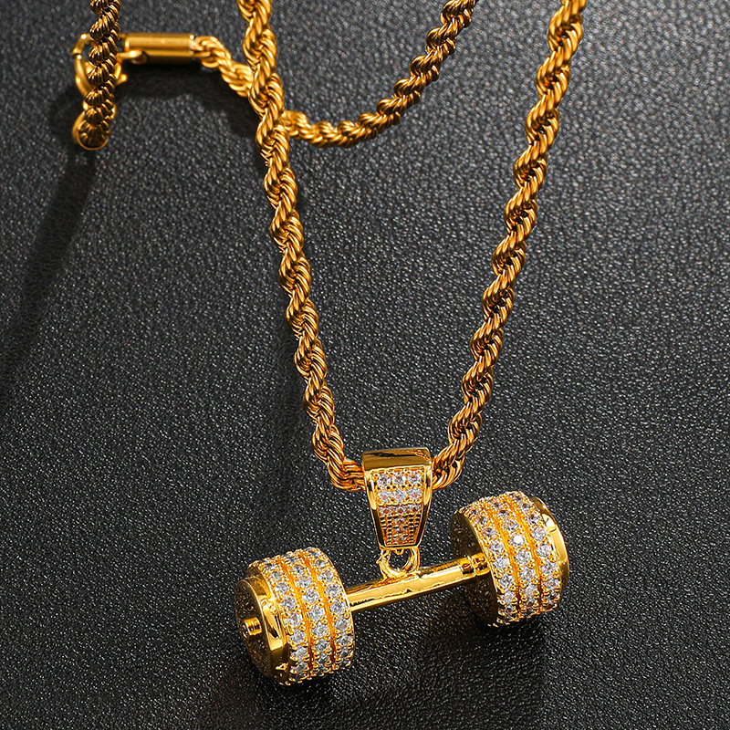JOSHUA | DIAMOND DUMBBELL PENDANT NECKLACE