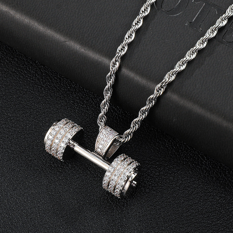 JOSHUA | DIAMOND DUMBBELL PENDANT NECKLACE