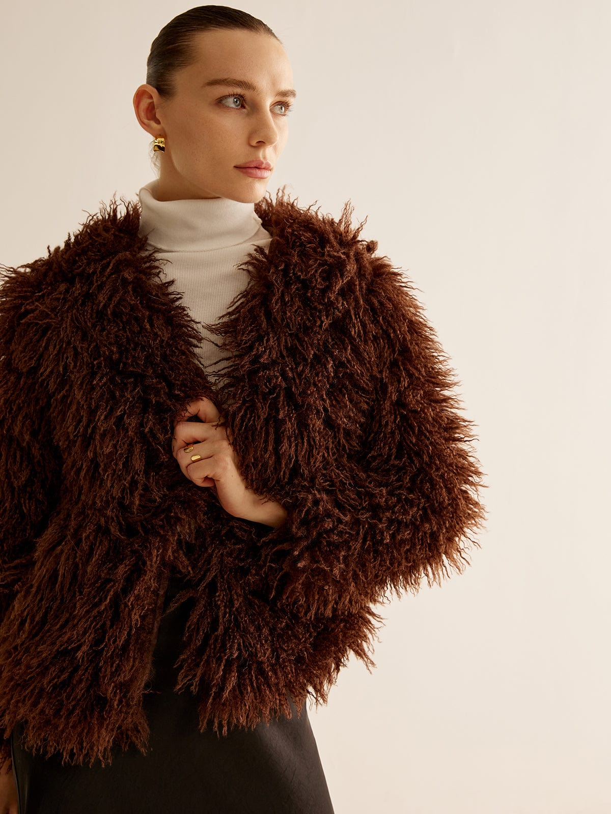 Women's Shaggy Faux Fur Jacket with Relaxed Fit