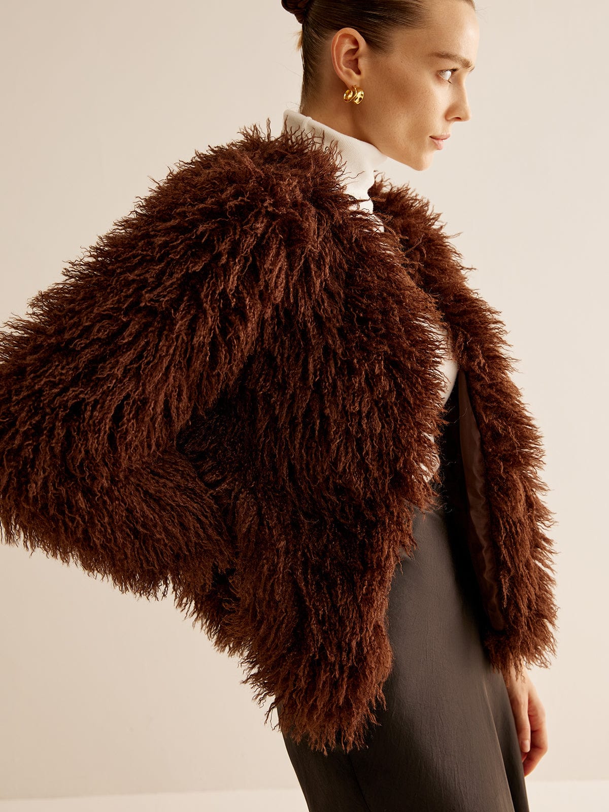 Women's Shaggy Faux Fur Jacket with Relaxed Fit