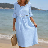 MABEL | LINEN MAXI DRESS WITH FLATTERING WAIST DETAIL
