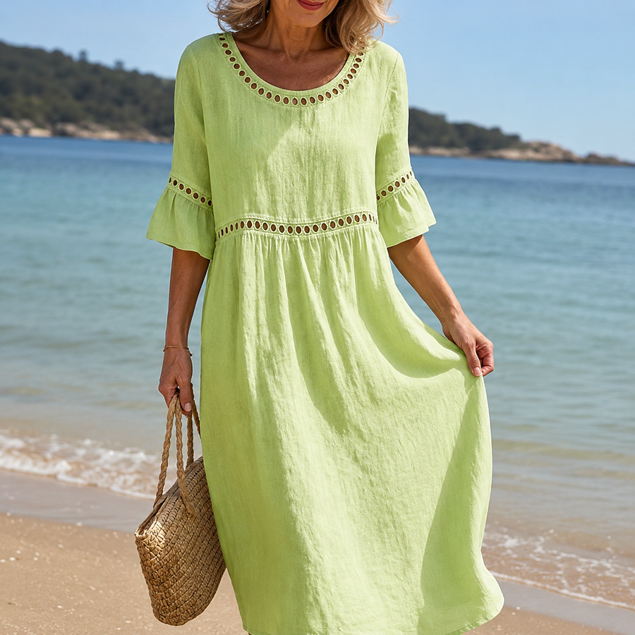 MABEL | LINEN MAXI DRESS WITH FLATTERING WAIST DETAIL
