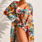 MARIE | ELEGANT TROPICAL 3-PIECE BIKINI