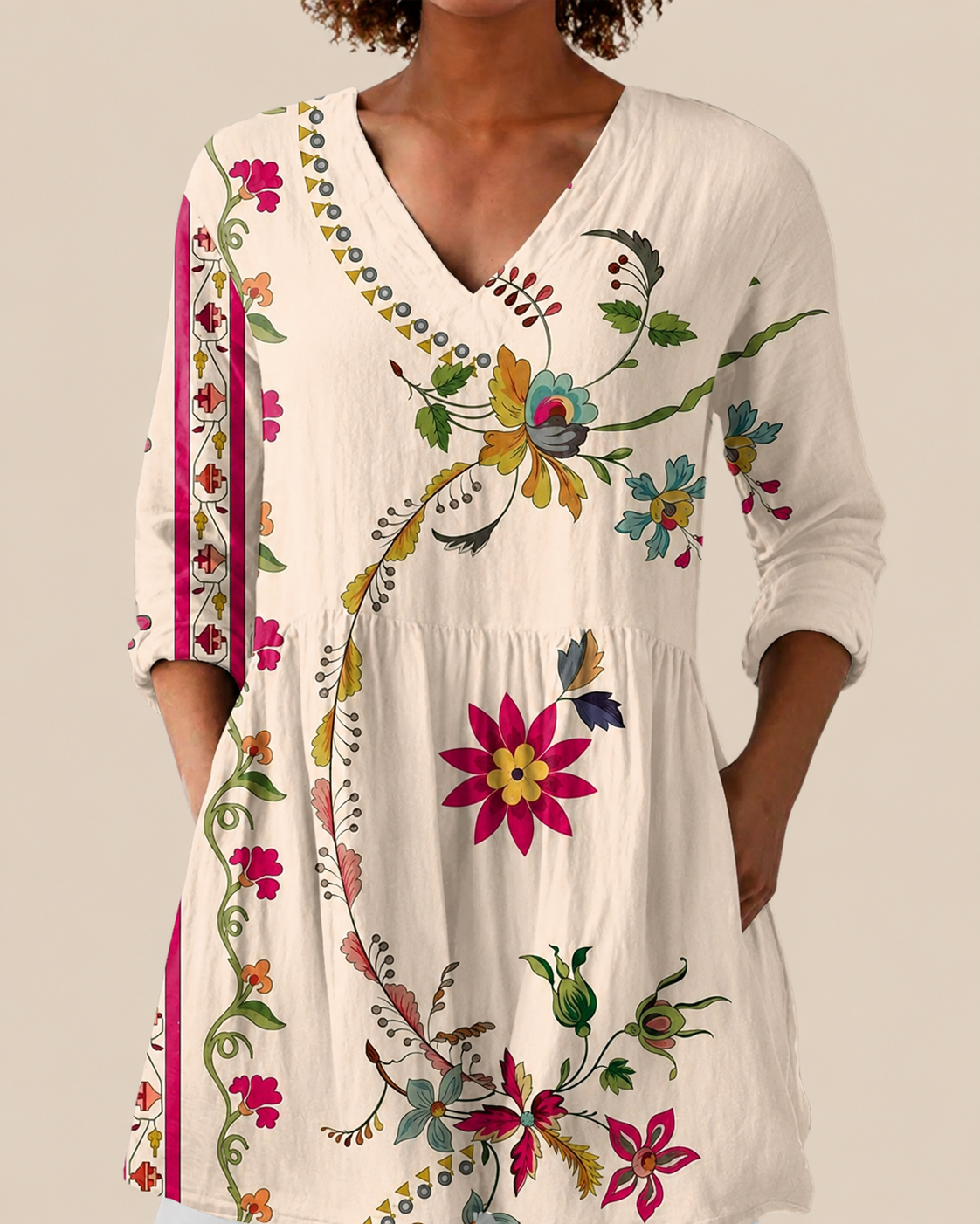 Edith | Long Blouse with a Striking Print