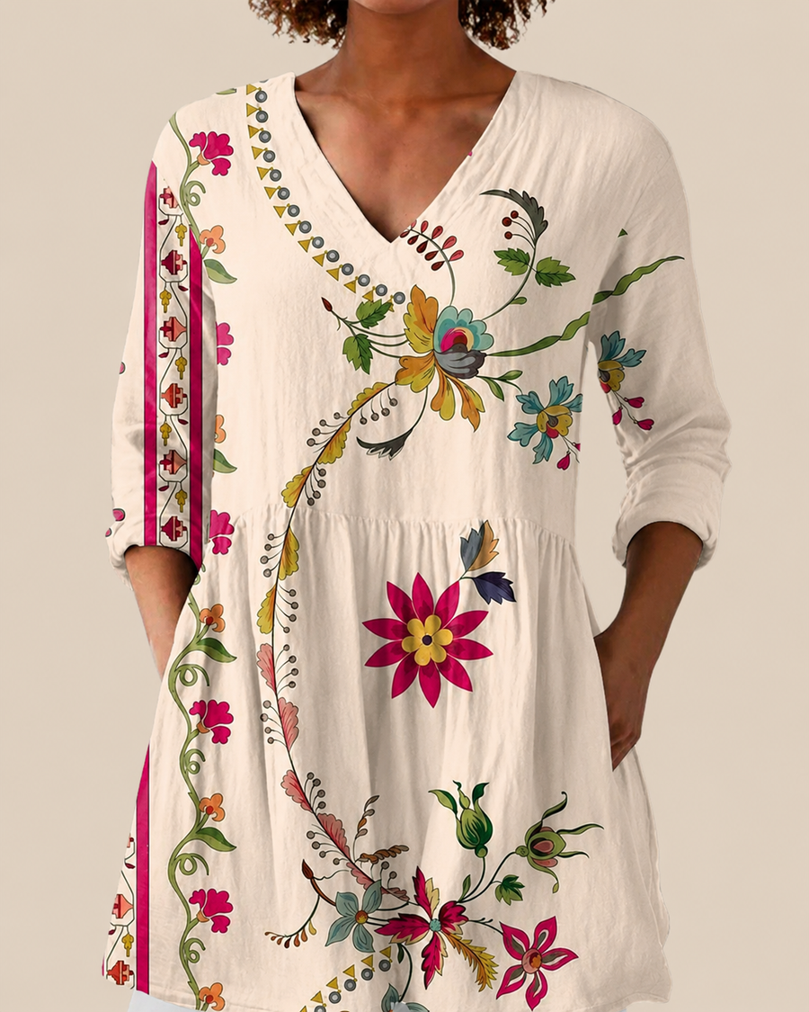 Edith | Long Blouse with a Striking Print