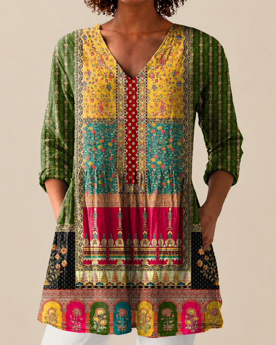 Erin | Long Blouse with a Striking Print