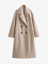 Women's Longline Lapel Trench Coat with Open Front