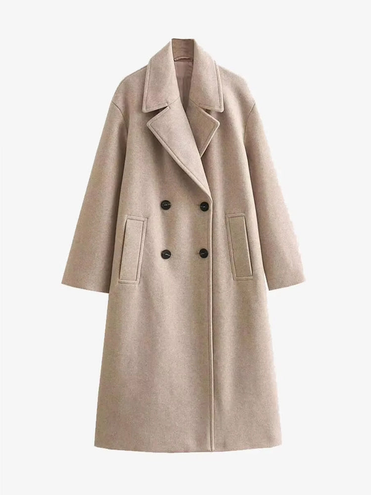 Women's Longline Lapel Trench Coat with Open Front