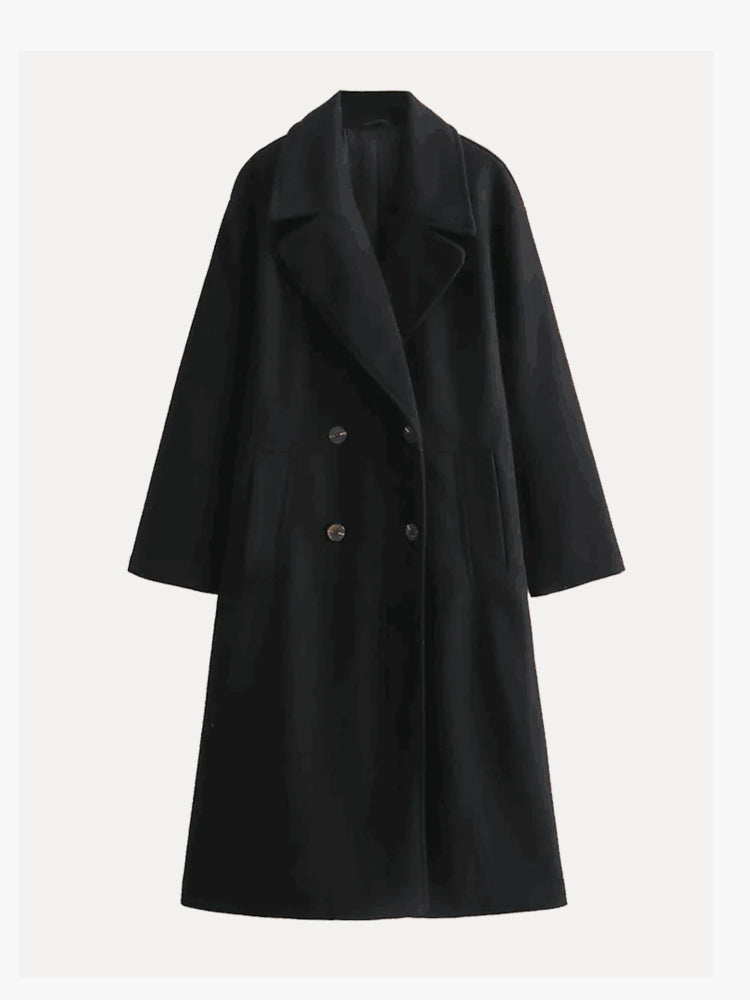 Women's Longline Lapel Trench Coat with Open Front