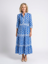 YSOLDE | THREE QUARTER SLEEVE CHAIN PATTERN MIDI DRESS