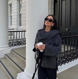 Women's Oversized Cape Coat with Textured Finish