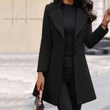 Women's Long Tailored Coat with Notch Lapel
