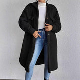 Women's Longline Teddy Coat with Side Pockets