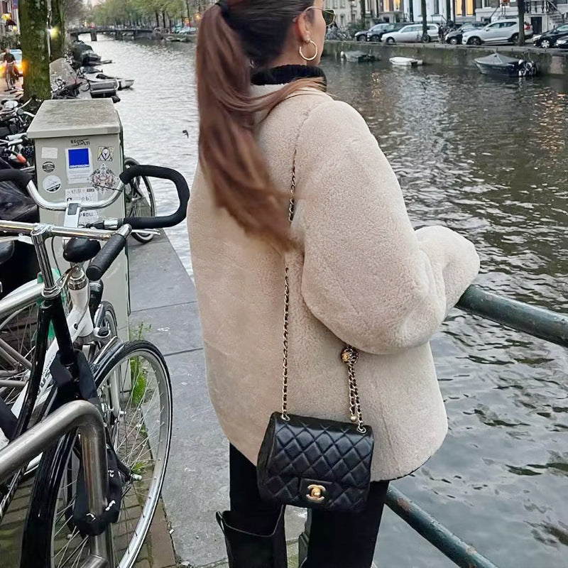 Women's Oversized Teddy Jacket with Toggle Fastenings