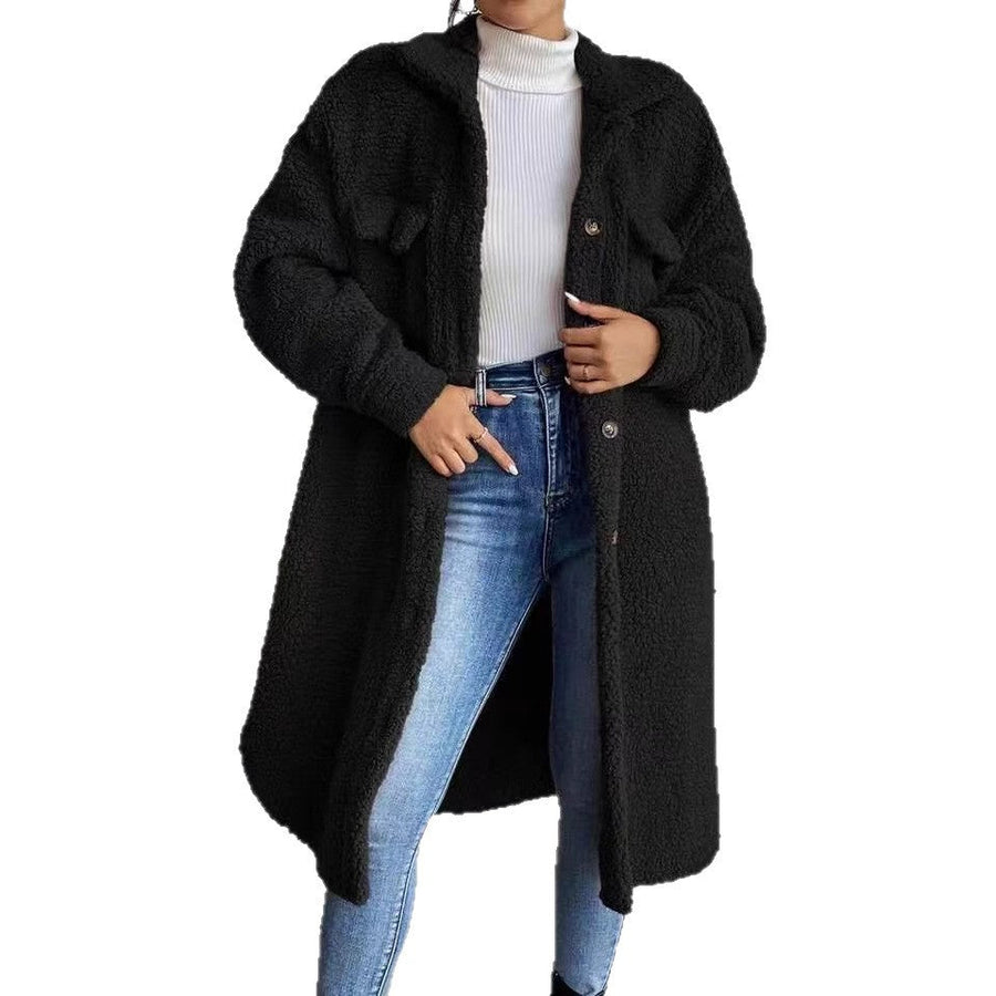 Women's Longline Teddy Coat with Side Pockets