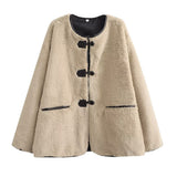 Women's Oversized Teddy Jacket with Toggle Fastenings