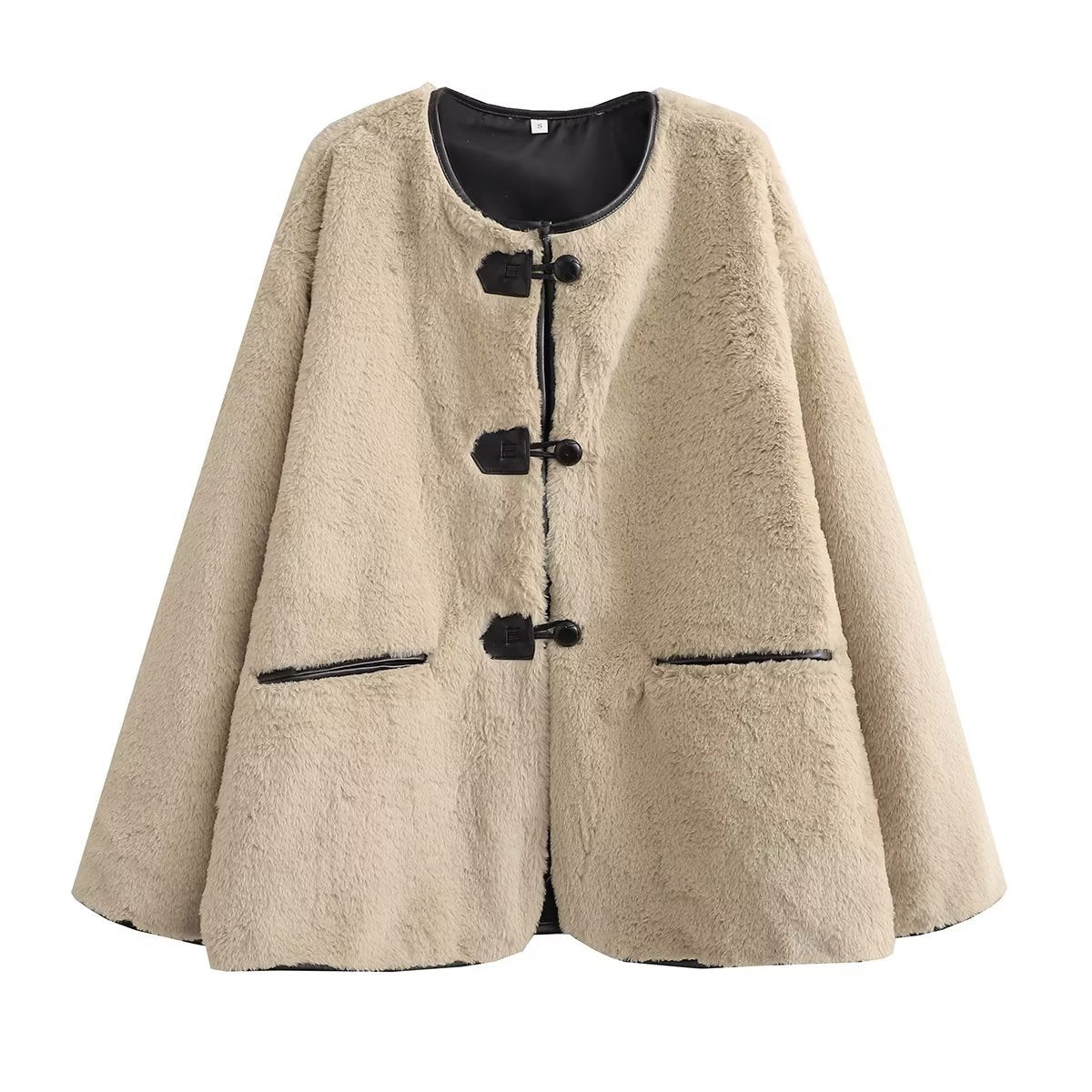 Women's Oversized Teddy Jacket with Toggle Fastenings