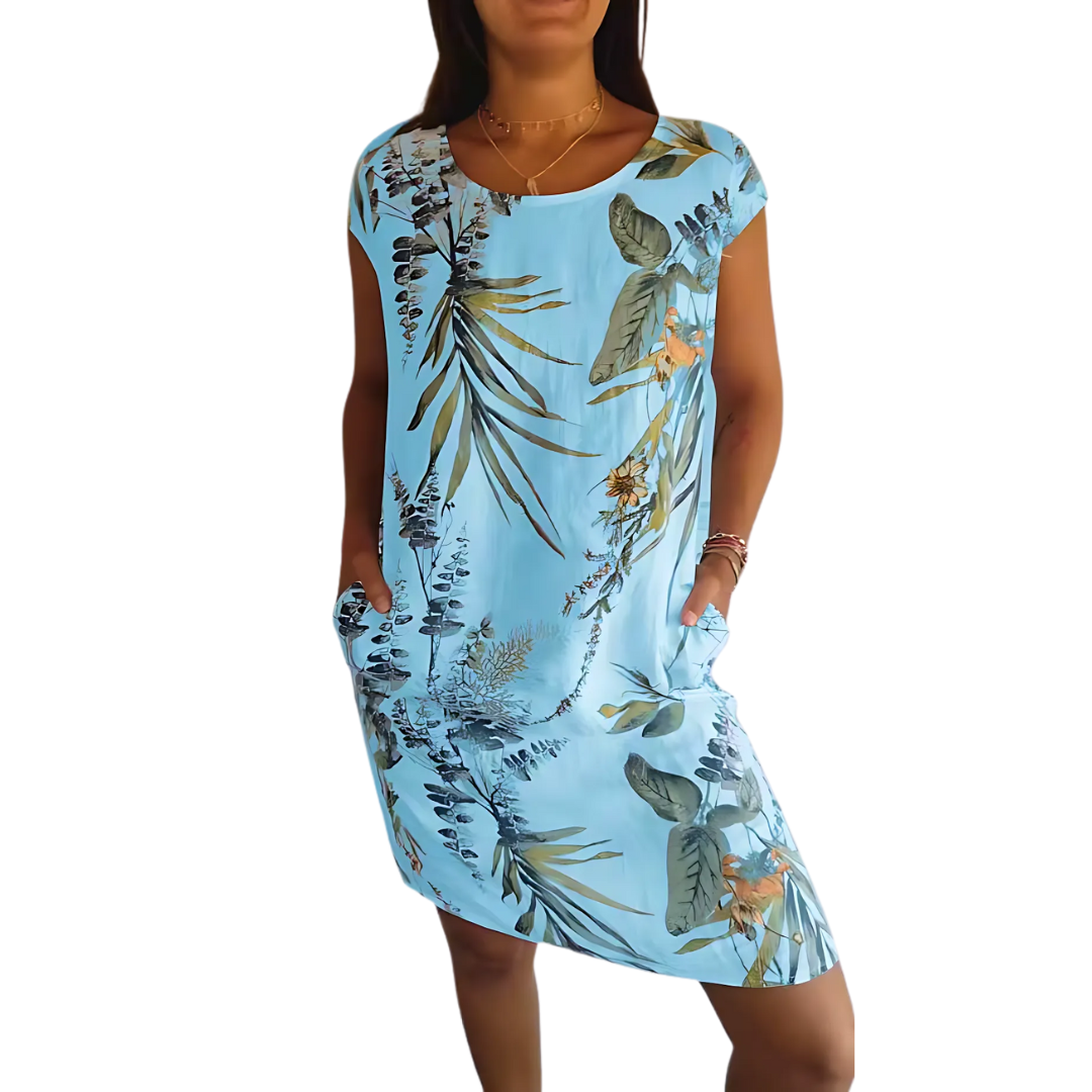 Penelope | Casual Nature Print Round Neck Dress