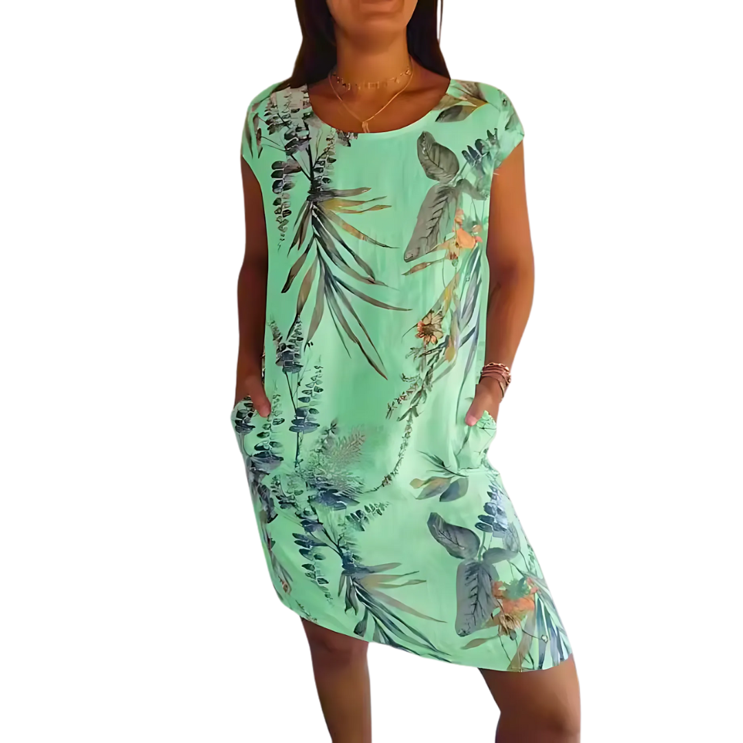 Penelope | Casual Nature Print Round Neck Dress
