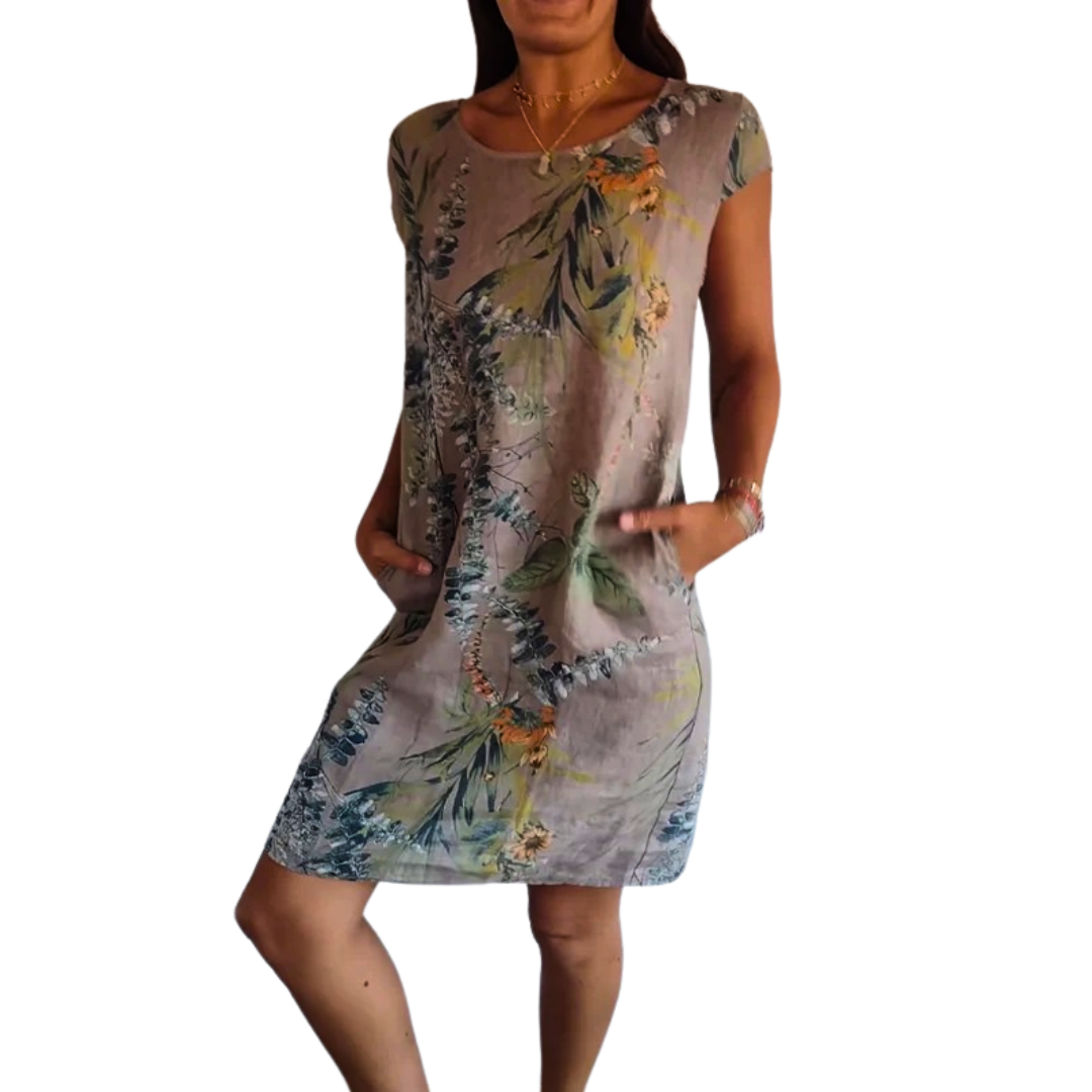 Penelope | Casual Nature Print Round Neck Dress