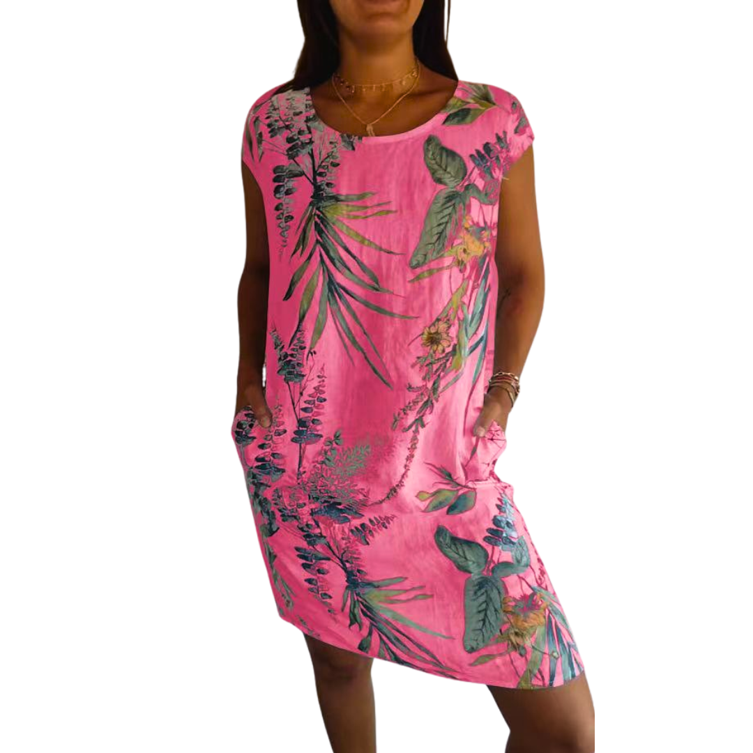 Penelope | Casual Nature Print Round Neck Dress