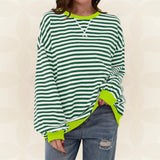 Oversized Striped Sweatshirt with Contrast Trim