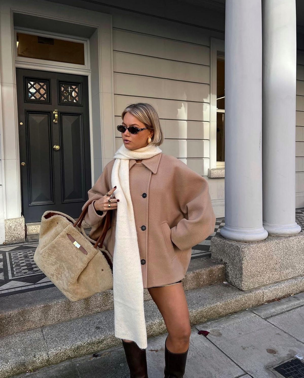 Women's Oversized Shirt Jacket with Button Front