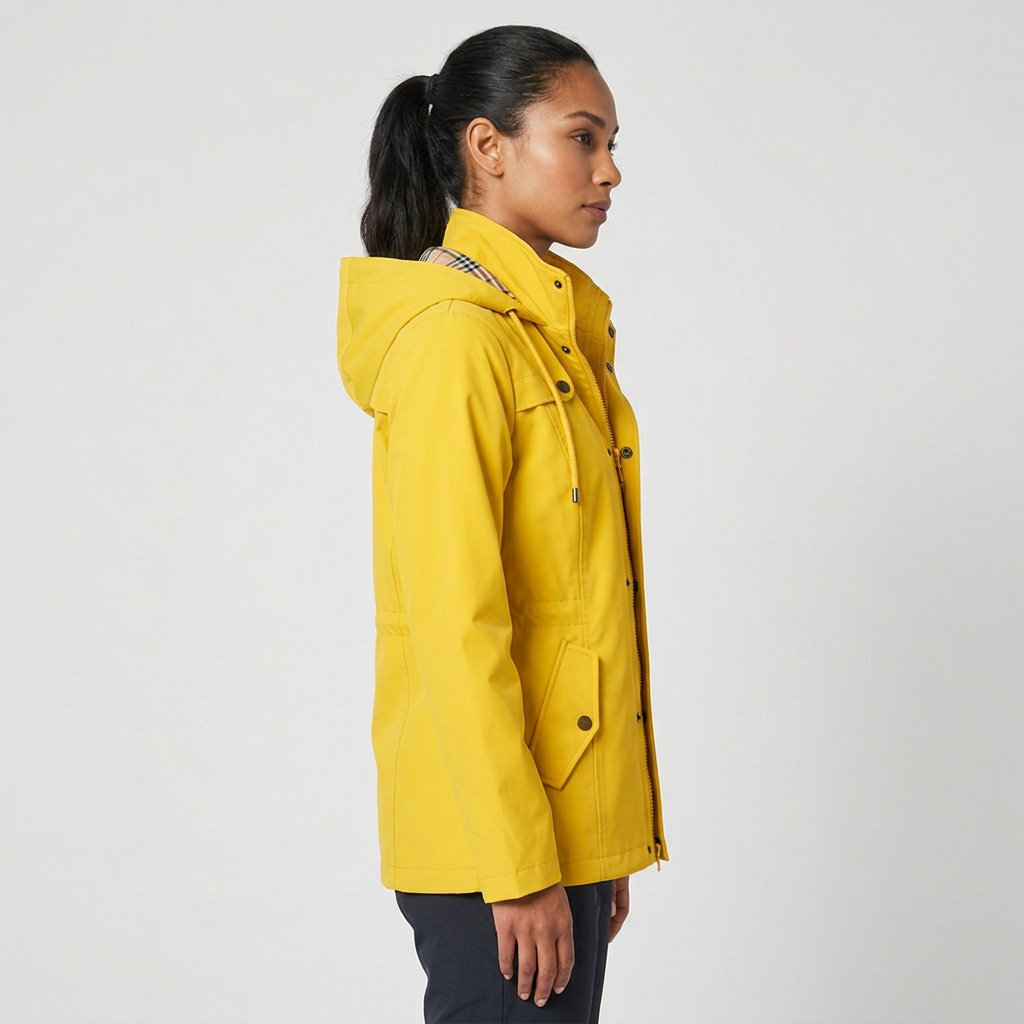 Qing - Casual Drawstring Waist Zip-Up Hooded Jacket